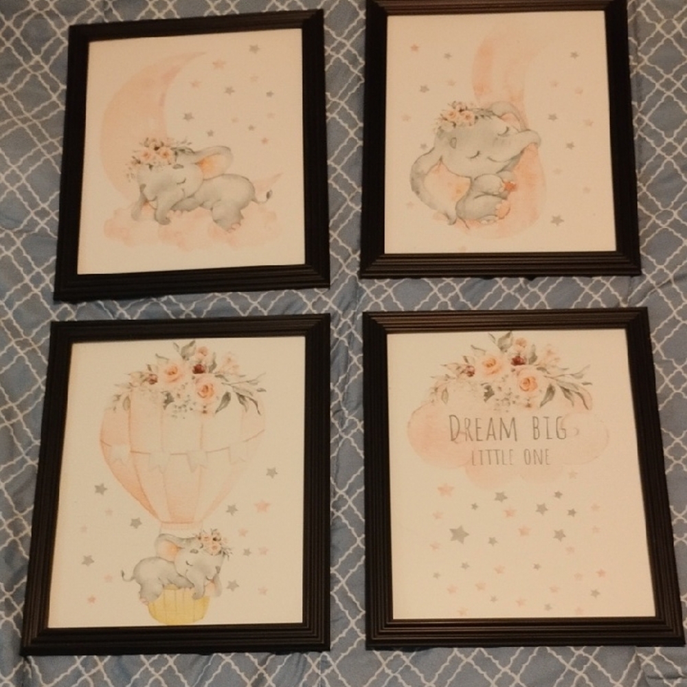 Elephant Nursery Wall Art Set